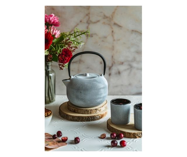 Sebastiano szűrős teáskanna, öntöttvas, fehér, 1 liter