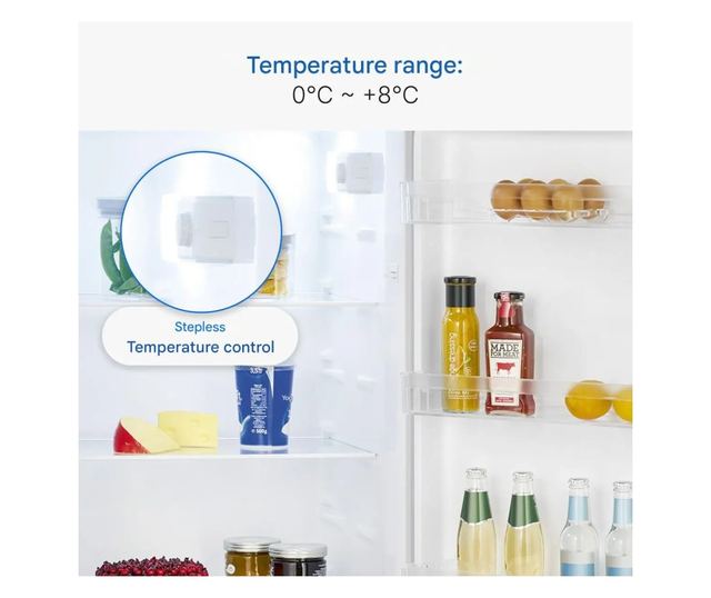Bomann hűtőszekrény, VS7363GR, Ma 142,6 cm, űrtartalom 242 liter, 5 üvegpolc, 4 ajtópolc, állítható hőmérséklet 0°C~ +8°C, zölds