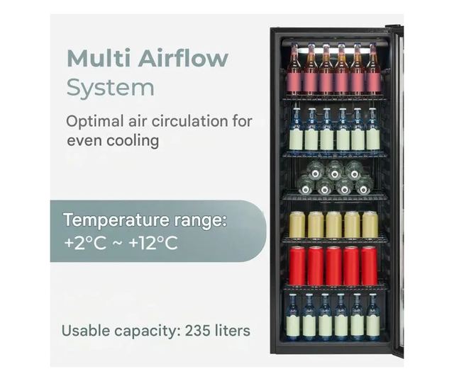 Bomann hűtővitrin, 235 liter, fekete