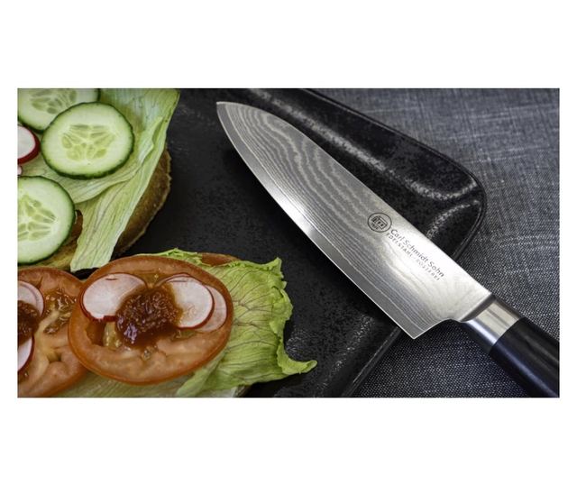 Carl Schmidt Sohn-Konstanz szakácskés, VG 10 acél, 20 cm, ezüst/fekete