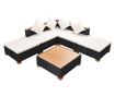 Vrtni namještaj s jastucima, 6 dijelova, crna, poliratan