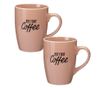 Excellent Houseware Bögrékészlet, 2 db, 340 ml, Kerámia, "BUT FIRST Coffee"
