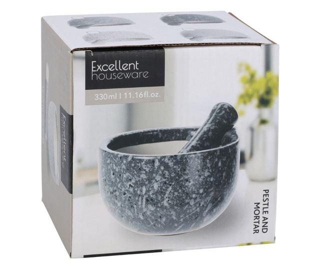 Mozsártörő, 330 ml, Excellent Houseware, kerámia, sötétszürke