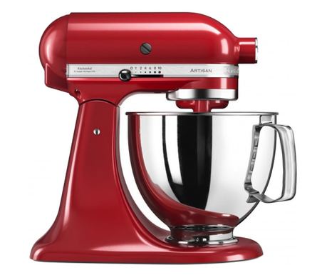 Планетарен миксер KitchenAid Artisan Elegance 5KSM125EER, 300 W, 4.8 л, Direct drive, 10 скорости, Червен