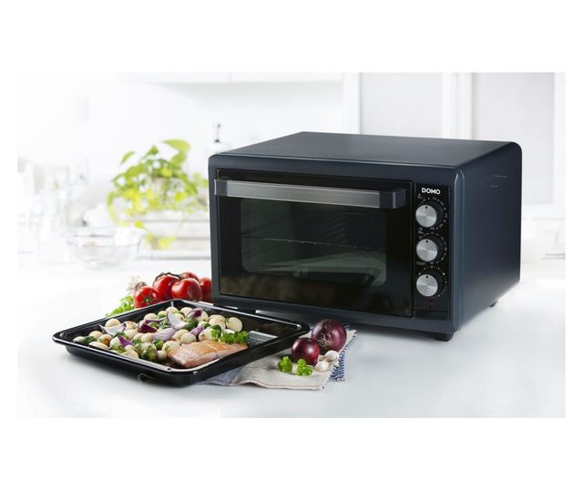 Elektromos légkeveréses sütő, 38 literes, DOMO, sötétkék
