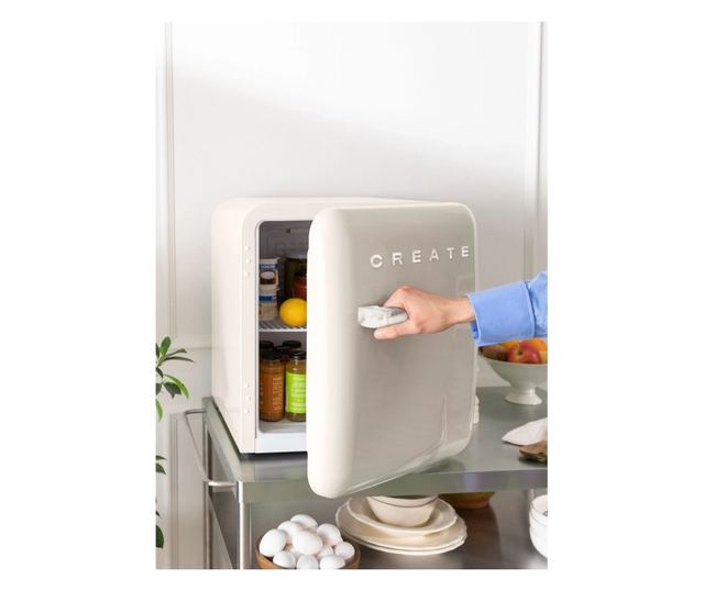 CREATE Retro minibár hűtőszekrény, 48 liter űrtartalom, 50 cm magasság, ideális irodába/hotelbe/lakókocsiba, állítható hőmérsékl
