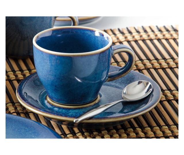 Porcelán kávéskészlet, 18 darabos, 6 személyes, Kahla, Homestyle Atlantic Blue