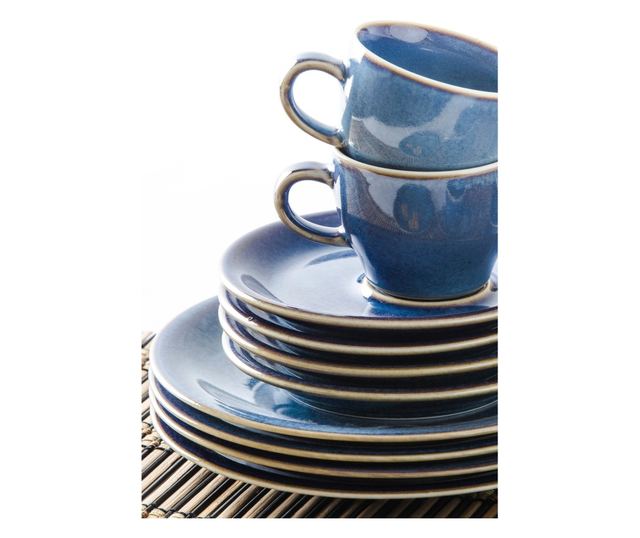 Porcelán kávéskészlet, 18 darabos, 6 személyes, Kahla, Homestyle Atlantic Blue