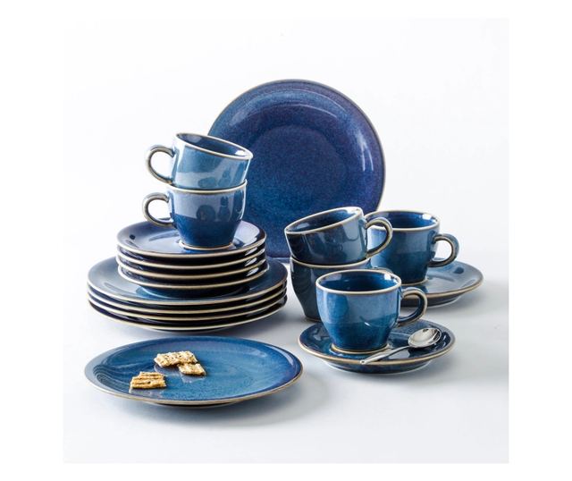 Porcelán kávéskészlet, 18 darabos, 6 személyes, Kahla, Homestyle Atlantic Blue