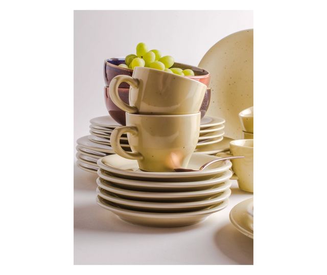 Kahla prémium porcelán étkészlet, Homestyle Natural Cotton, 30 részes, 6 személyes, 180 ml, elegáns design, Németországban készü