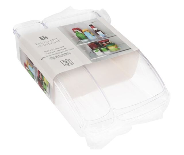 Set 3 organizatoare frigider Kiváló háztartási eszközök, műanyag, átlátszó