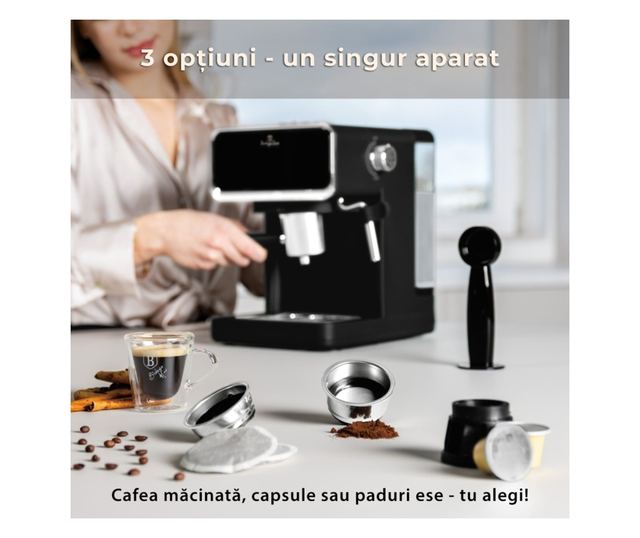 Digitális eszpresszógép 3 az 1-ben matt fekete Berlinger Haus BH/9851