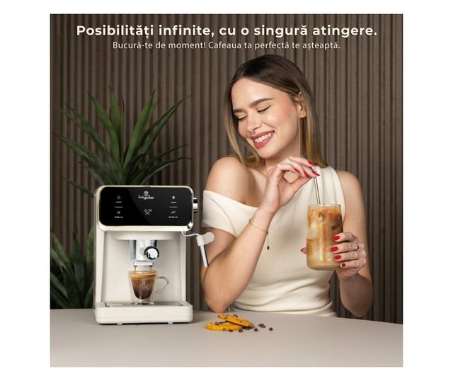Sahara Berlinger Haus BH/9847 3 az 1-ben digitális eszpresszógép, matt krémszínű
