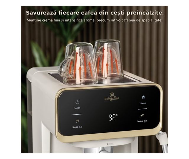 Sahara Berlinger Haus BH/9847 3 az 1-ben digitális eszpresszógép, matt krémszínű