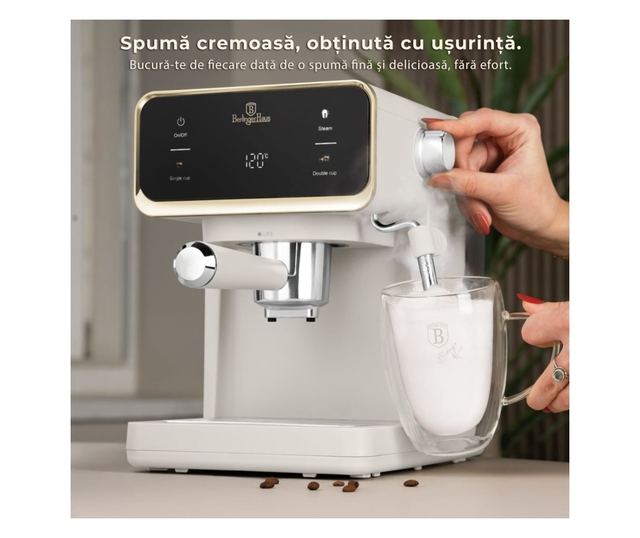 Sahara Berlinger Haus BH/9847 3 az 1-ben digitális eszpresszógép, matt krémszínű
