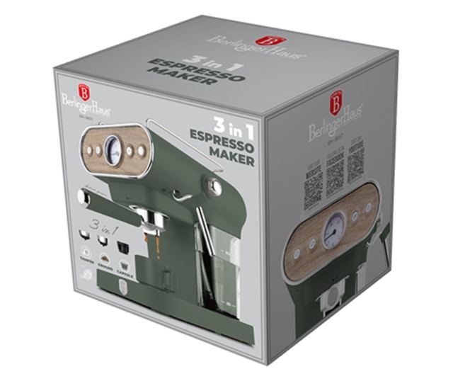 Berlinger Haus BH/9857 eszpresszógép 3 az 1-ben matt zöld Nordic