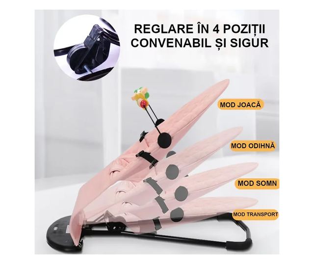 ABYZ tartós műanyag baba alvószék hintaszék 0-12 hónapos korig rózsaszín