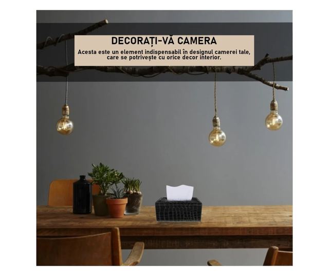 Szövetdoboz, Műbőr, Méretek 24x12x8.5cm, Fényes fekete ABYZ