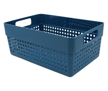 Perforirana plastična košara za shranjevanje 23x15x10 cm Storage Solutions, z ročaji, modra