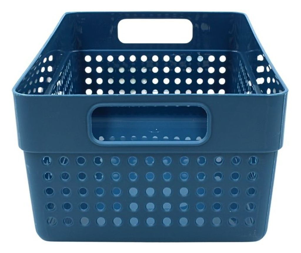 Coș depozitare plastic perforat 23x15x10 cm Storage Solutions, cu mânere, Albastru - 2