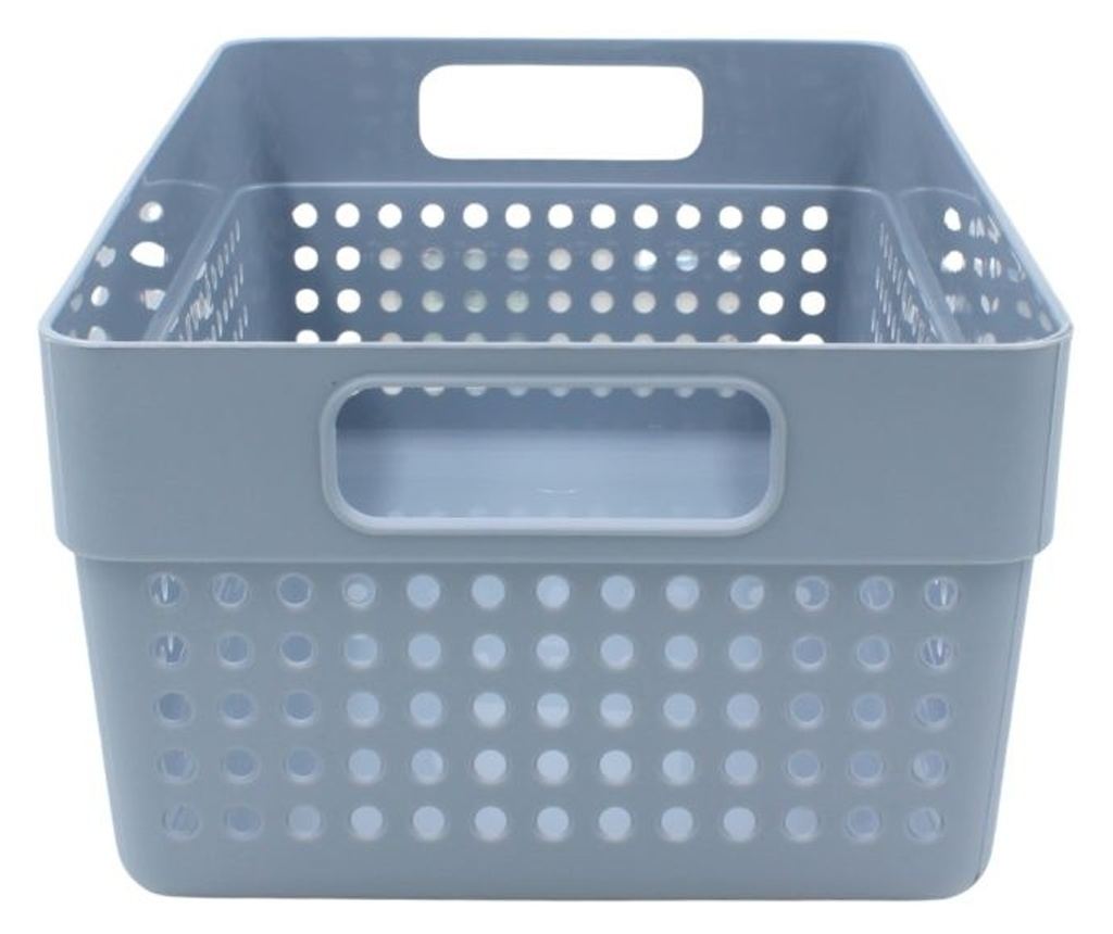 Coș depozitare plastic perforat 23x15x10 cm Storage Solutions, cu mânere, Gri - 2