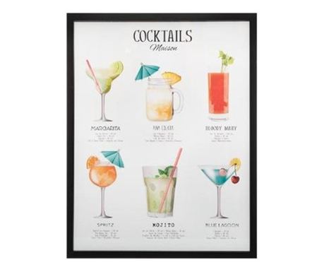 Tablou deco Coctails, geam sticla, rama MDF, 32x42 cm