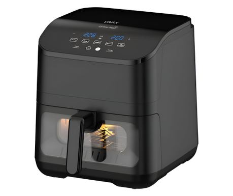 Фритюрник Vivax DFA-617DB, 1500W, 6L, регулируема температура до 200°C, таймер, незалепваща тава, защита от прегряване, черен
