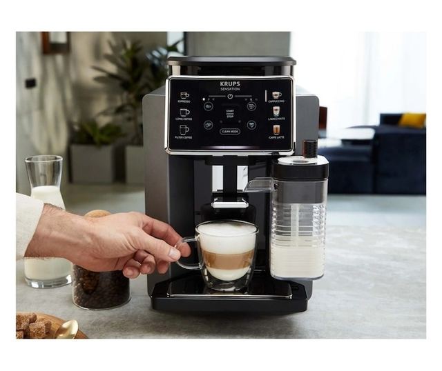 Krups Sensation Milk EA912HF0 Automata Kávéfőző, 1450 W, 1,7 L, Fekete