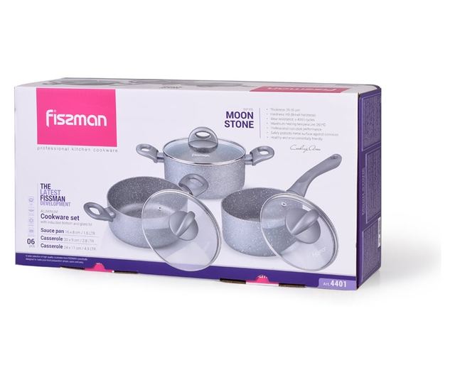 Fissman-Moon Stone kerámia készlet, 6 darab, alumínium, szürke