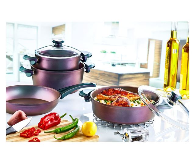 7 darabos WHO-Titán edénykészlet, alumínium, lila