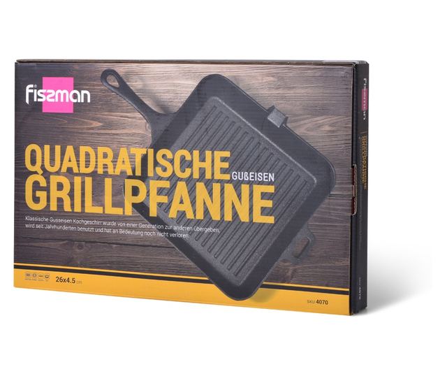 Fissman grillserpenyő, 26x4.5 cm, fekete, öntöttvas