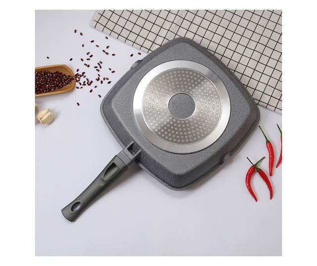 Fissman-Grey Stone grill serpenyő, 24x4cm, szürke, alumínium