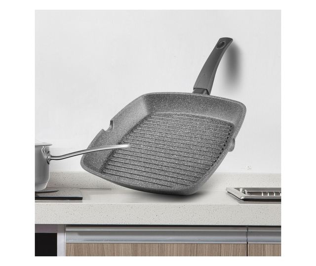 Fissman-Grey Stone grill serpenyő, 24x4cm, szürke, alumínium