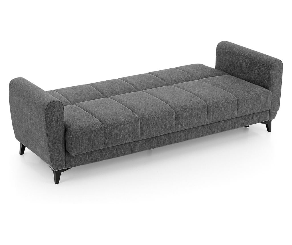 Canapea extensibilă Delhi, 3 locuri, material textil gri deschis, cu ladă depozitare şi arcuri, 216*85*85 - 3