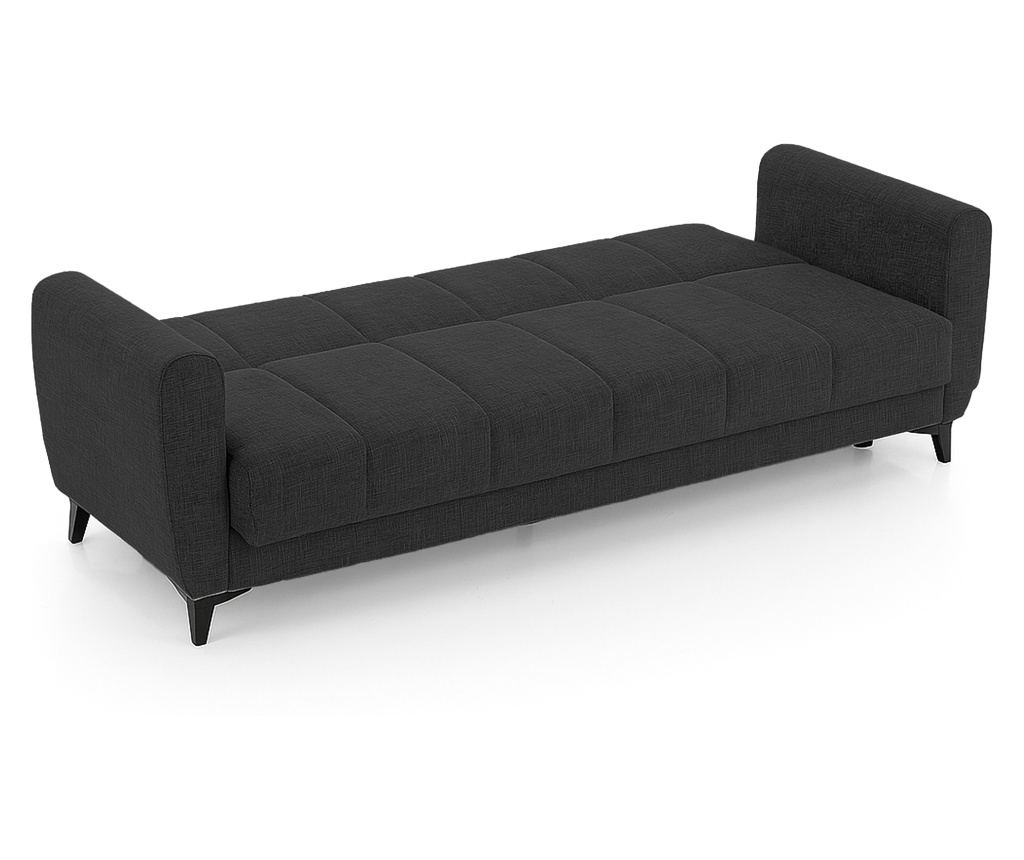 Canapea extensibilă Delhi, 3 locuri, material textil gri închis, cu ladă depozitare şi arcuri, 216*85*85 - 5