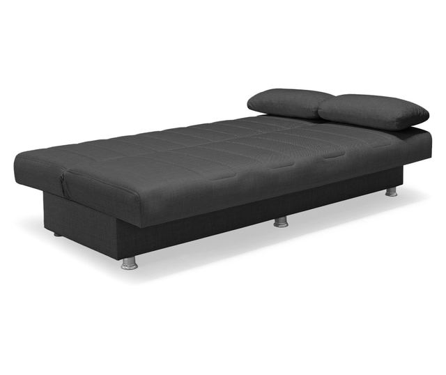 Canapea extensibilă Economix, 3 locuri, material textil gri închis, cu ladă depozitare şi arcuri, 190*88*82