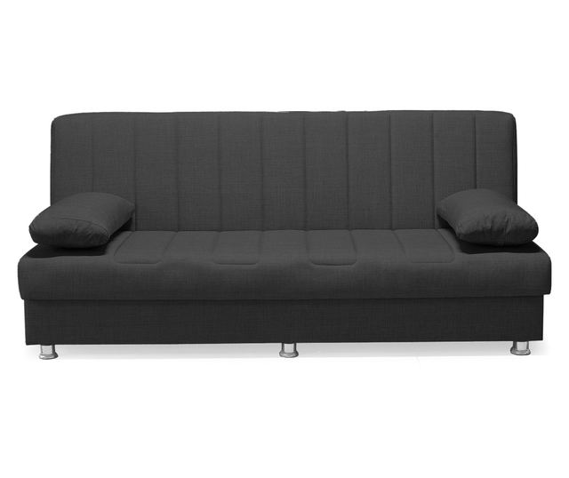 Canapea extensibilă Economix, 3 locuri, material textil gri închis, cu ladă depozitare şi arcuri, 190*88*82