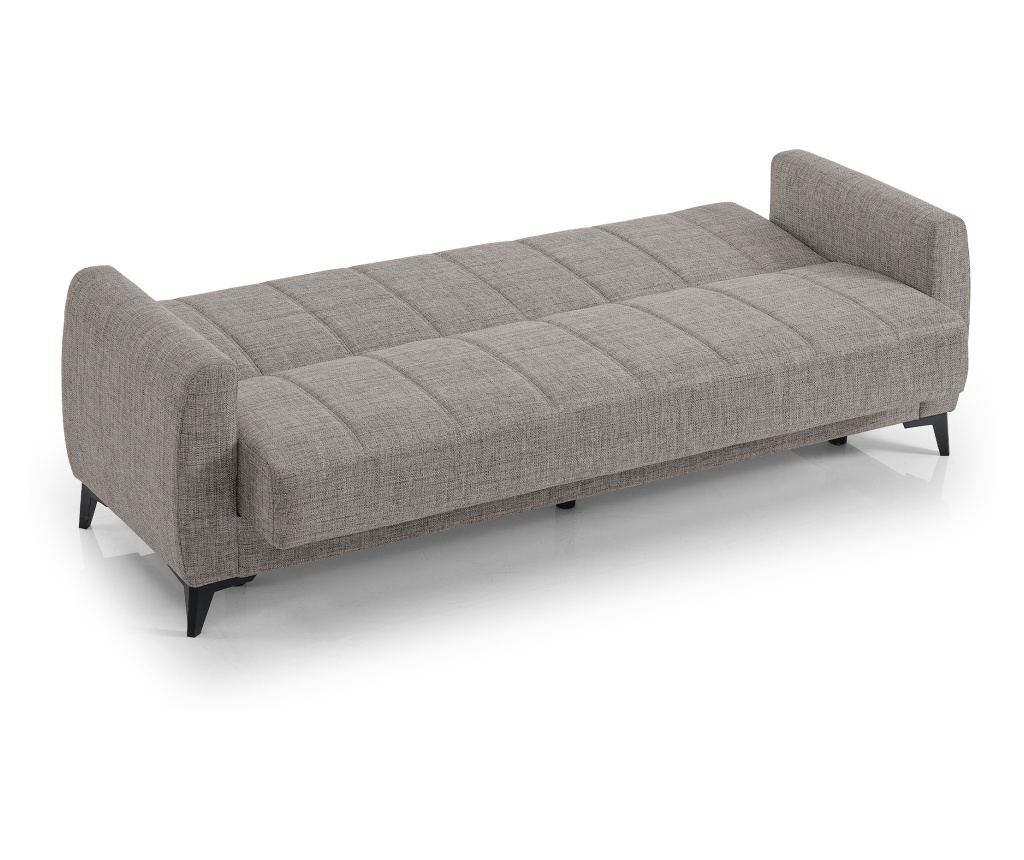 Canapea extensibilă Hilton, 3 locuri, material textil bej nisipiu, cu ladă depozitare şi arcuri, 210*75*85 - 3