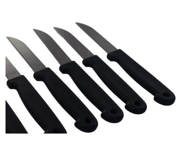 6 darabos asztali késkészlet tisztításhoz és szeleteléshez, 8 cm-es rozsdamentes acél pengével és ergonomikus fogantyúval