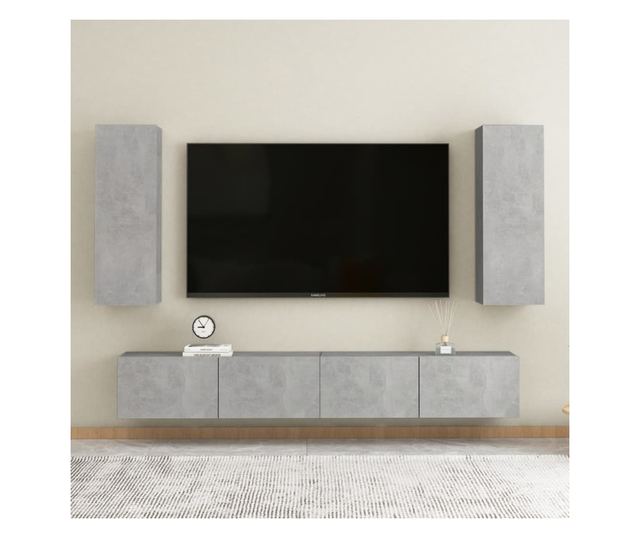Komoda za TV, siva beton, 30,5x30x90 cm, PAL