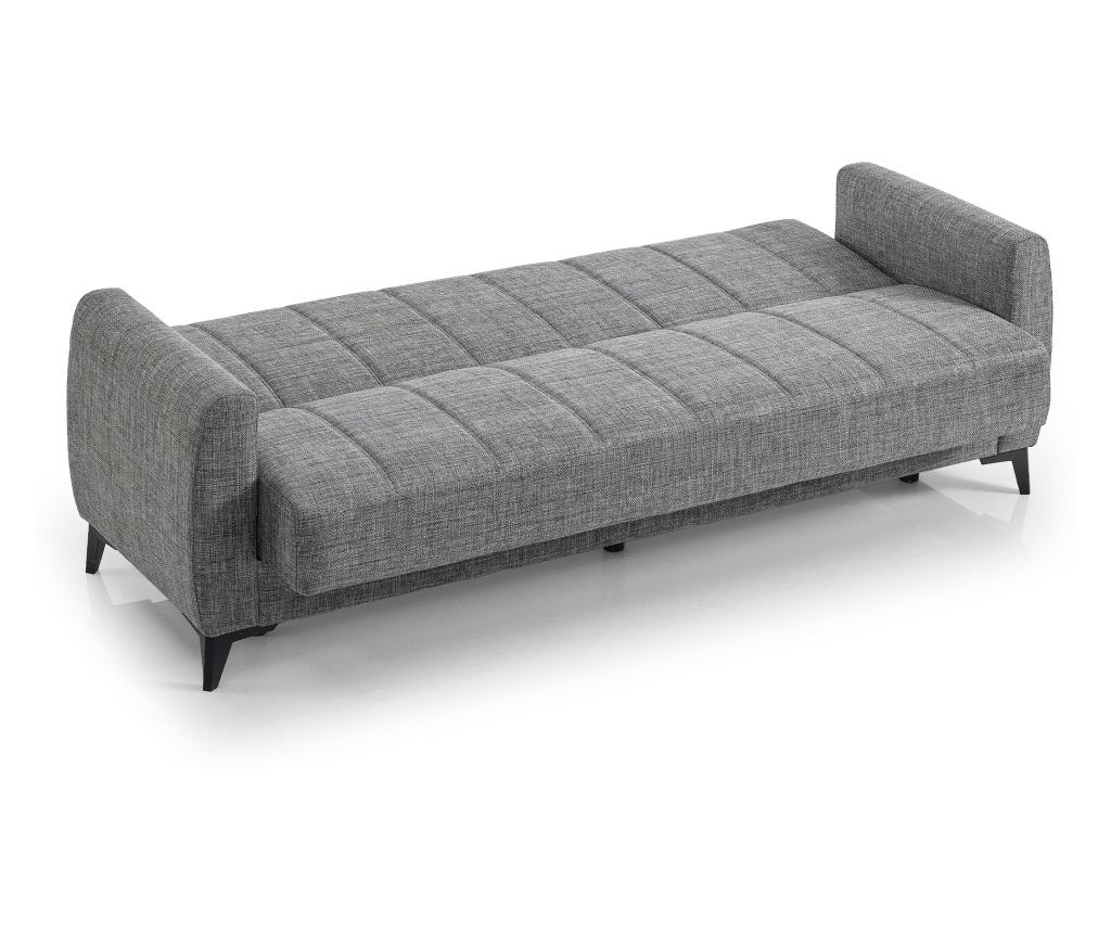 Canapea extensibilă Hilton, 3 locuri, material textil gri melanj, cu ladă depozitare şi arcuri, 210*75*85 - 3