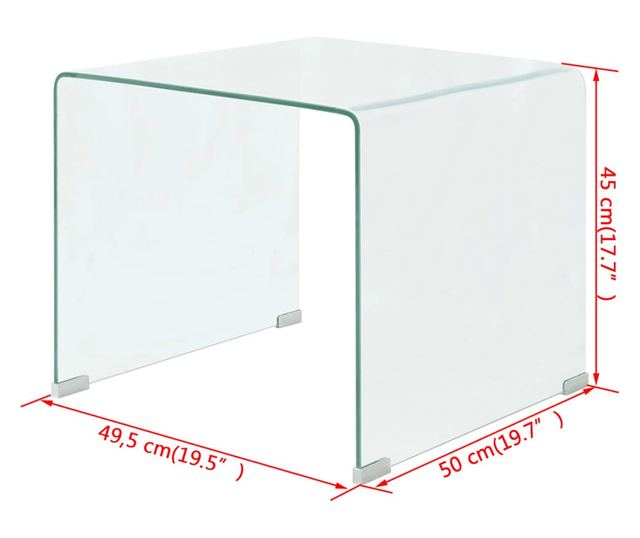 Stolić za kavu, kaljeno staklo 49,5 x 50 x 45 cm, prozirno