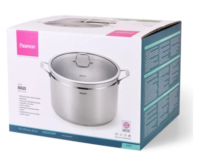 Fissman-Maxi edény, 18/10 rozsdamentes acél, 32x25,5 cm, ezüstözve