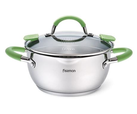 Fissman Charlotte Κατσαρόλα, 18x9 εκ., 2L, Ασημί/Πράσινο, Ανοξείδωτο Ατσάλι