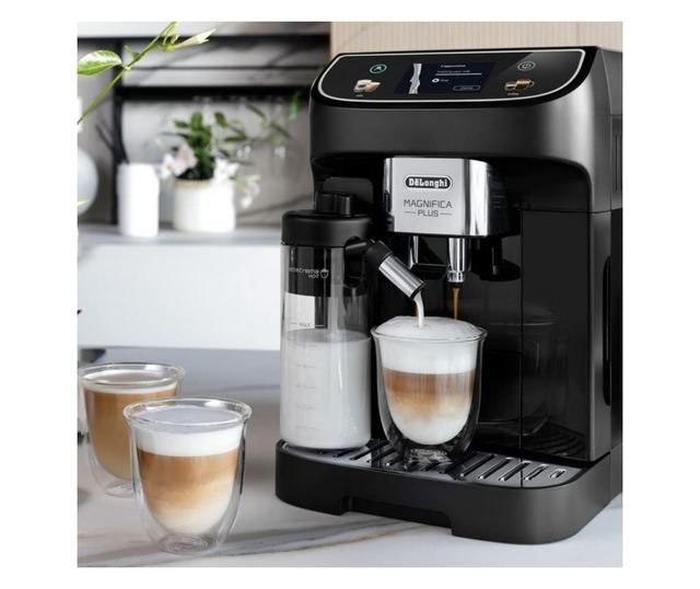 Kávéfőző DeLonghi Magnifica PLUS ECAM 320.60.B, 1450W, 15 bar, 1,8l, 15 program, 13 őrlési szint, TFT érintőképernyő, LatteCrema