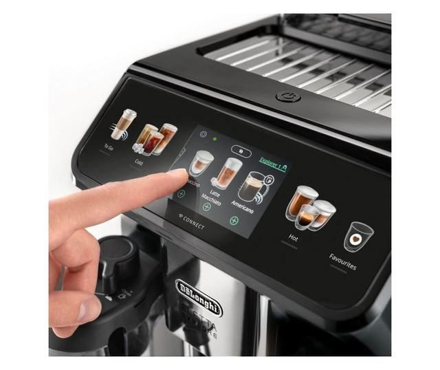 Kávéfőző DeLonghi Eletta Explore ECAM450.65.G, 1450W, 19 bar, 1.8l, Wi-Fi, TFT érintőkijelző, LatteCrema meleg/hideg, Twin Shot,