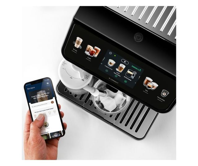 Kávéfőző DeLonghi Eletta Explore ECAM450.65.G, 1450W, 19 bar, 1.8l, Wi-Fi, TFT érintőkijelző, LatteCrema meleg/hideg, Twin Shot,