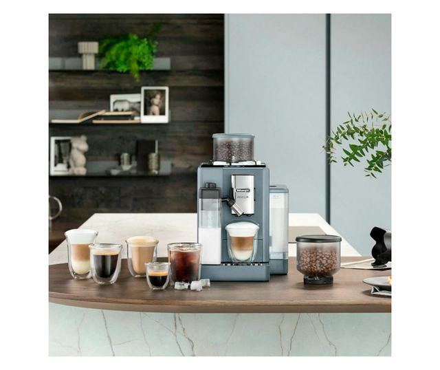DeLonghi Rivelia Eszpresszógép, Kőris Szürke, 1450W, 19 bar, 1.4L, TFT Érintőképernyő, Twin Shot, Bean Adapt, 17 Ital