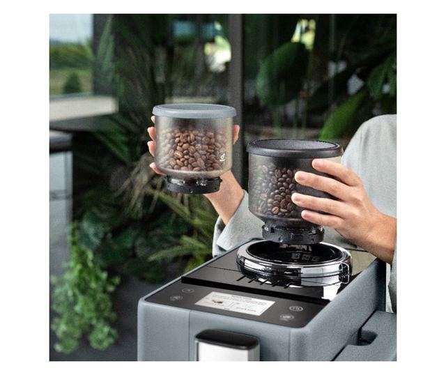 DeLonghi Rivelia Eszpresszógép, Kőris Szürke, 1450W, 19 bar, 1.4L, TFT Érintőképernyő, Twin Shot, Bean Adapt, 17 Ital