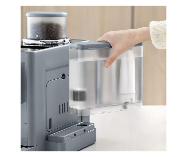 DeLonghi Rivelia Eszpresszógép, Kőris Szürke, 1450W, 19 bar, 1.4L, TFT Érintőképernyő, Twin Shot, Bean Adapt, 17 Ital